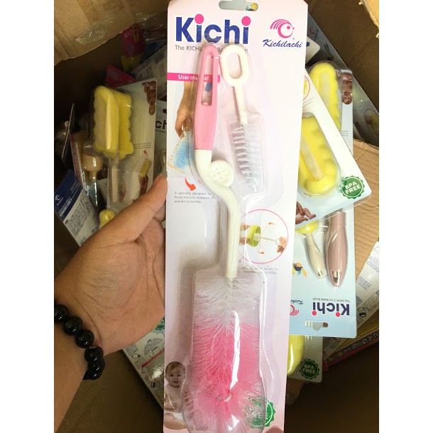 [Chính hãng] Dụng cụ vệ sinh bình sữa bộ cọ bình gồm 2 cây rửa bình sữa và núm ti xốp an toàn