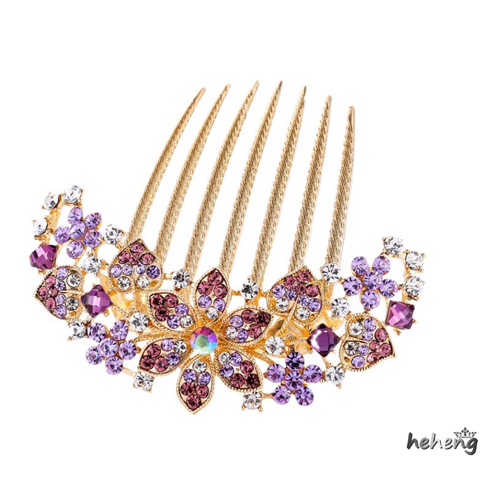 Lược Cài Tóc Hình Hoa Đính Đá Pha Lê 9.20 * 8.90 * 1.00cm
