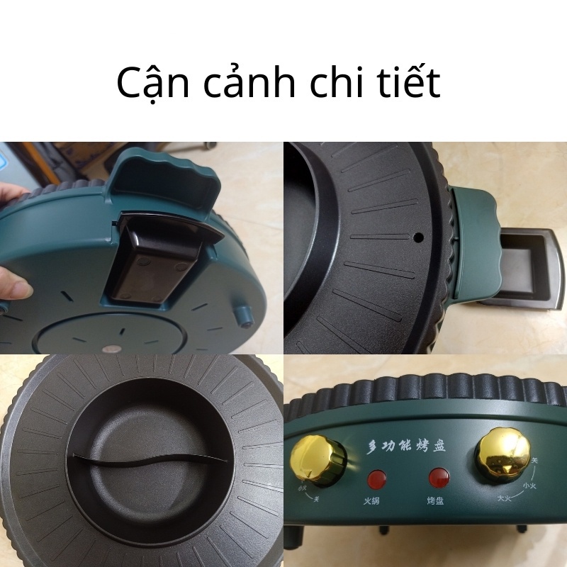 Bếp Lẩu Nướng 2 Trong 1 Có Phủ Chống Dính Cao Cấp, Công suất tối đa lên đến 2200W - Nồi lẩu điện - Bếp nướng không khói