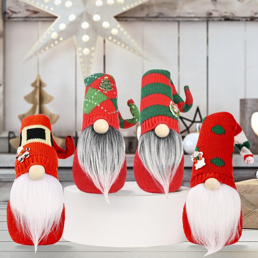 Lakamier Mũ Dệt Kim Màu Đỏ Và Xanh Lá Cây Hình Ông Già Noel Gnome Rudolph Trang Trí Nhà Cửa Giáng Sinh