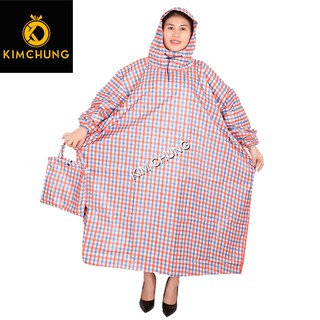 Áo mưa nữ thời trang, áo mưa không xẻ tà, kín hông, vải dù cao cấp (Màu SỌC CARO ngẫu nhiên)