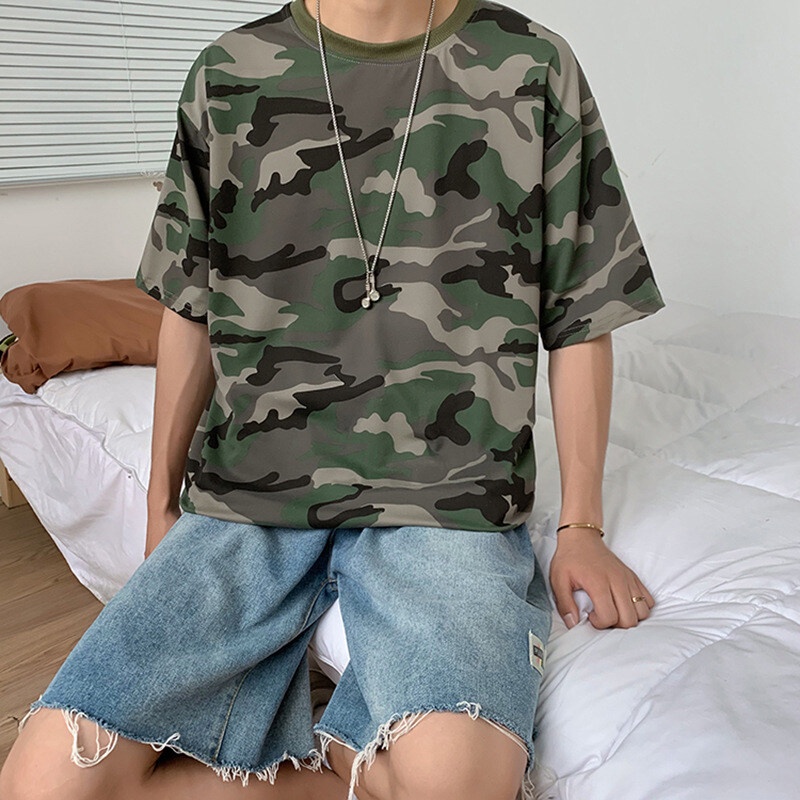 Áo thun nam AOKANG tay ngắn họa tiết rằn ri thời trang dành cho nam