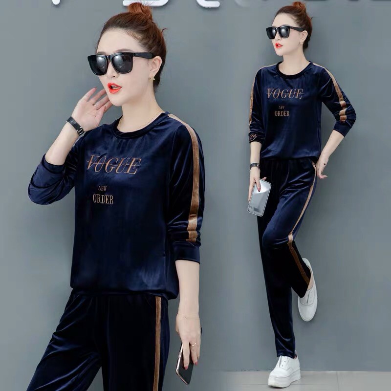 Set bộ thể thao nhung chữ siêu sang - Mua set bộ nhung đẹp
