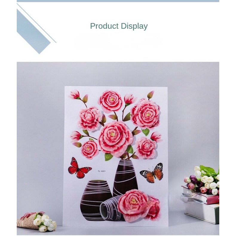 Nhãn Dán Tường 3D Ba Chiều Hình Lọ Hoa 12 Phong Cách Chống Nước Trang Trí Phòng Ngủ
