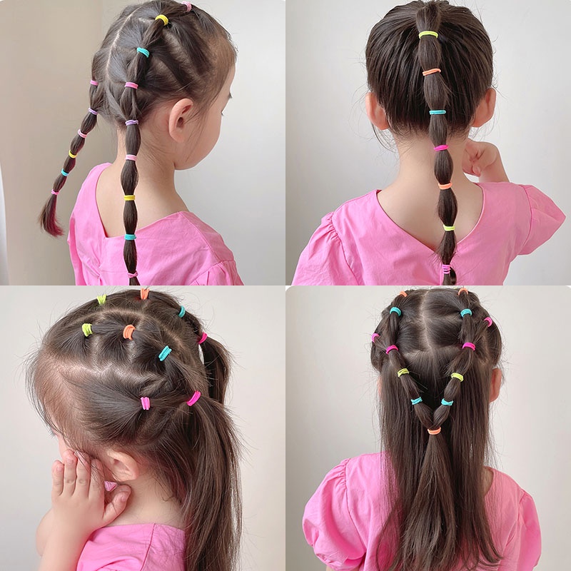 Bộ 300 Dây Buộc Tóc Nhiều Màu Sắc Dễ Thương Cho Bé
