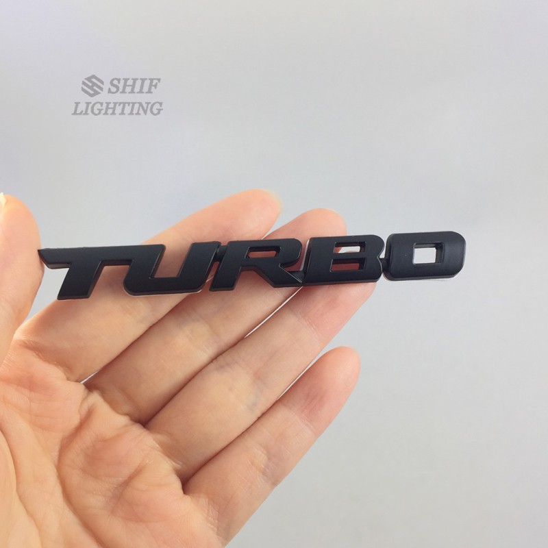 Logo " turbo " bằng kim loại dán trang trí xe hơi