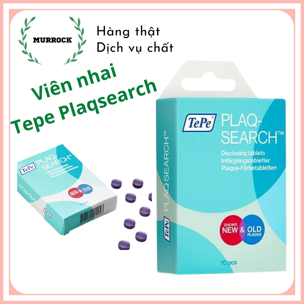 Viên kiểm soát mảng bám răng Tepe PlaqSearch UK Anh Quốc hộp 10 viên