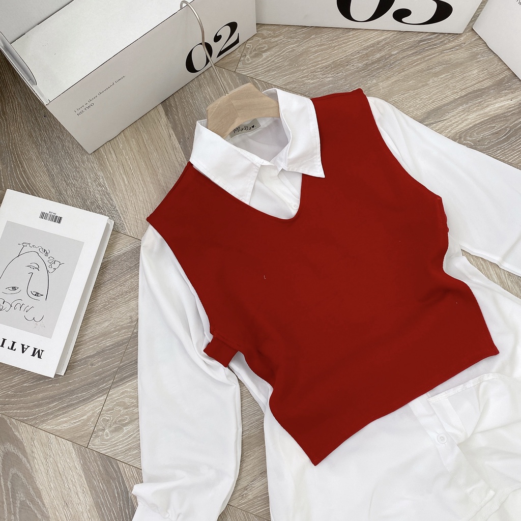 sét đồ nữ cá tính, sét áo sơ mi trắng nữ áo gile croptop chuẩn style trend có thể mix chung hoặc tách rời Diểm Shop | BigBuy360 - bigbuy360.vn