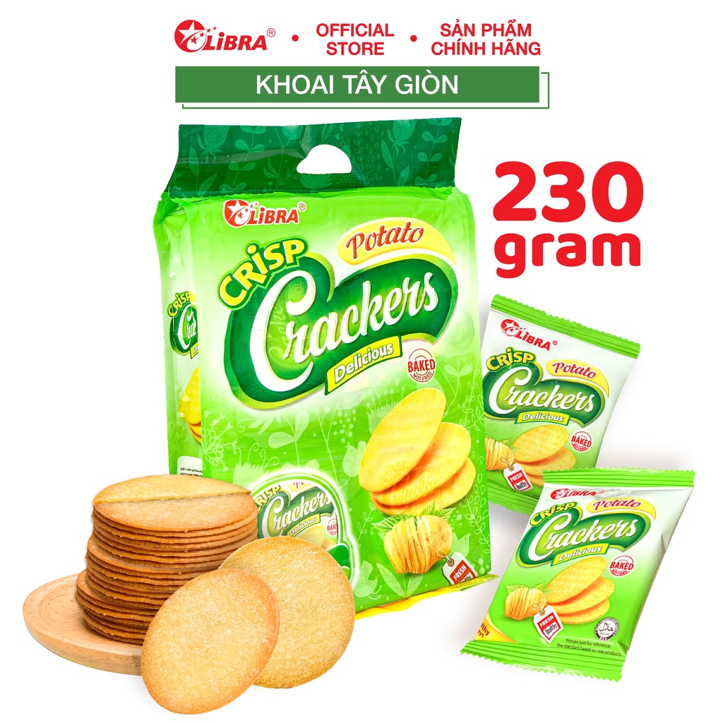Bánh khoai tây cracker LIBRA đồ ăn vặt dinh dưỡng healthy snack potato mặn giòn Atela gói 230gr