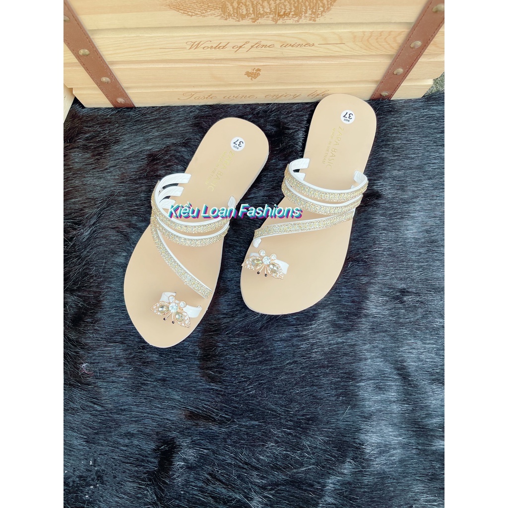 Giày Sandal nữ đế bệt chiến binh xỏ ngón dây mảnh quai chéo hot mùa hè 2021 đi biển đi chơi đi học