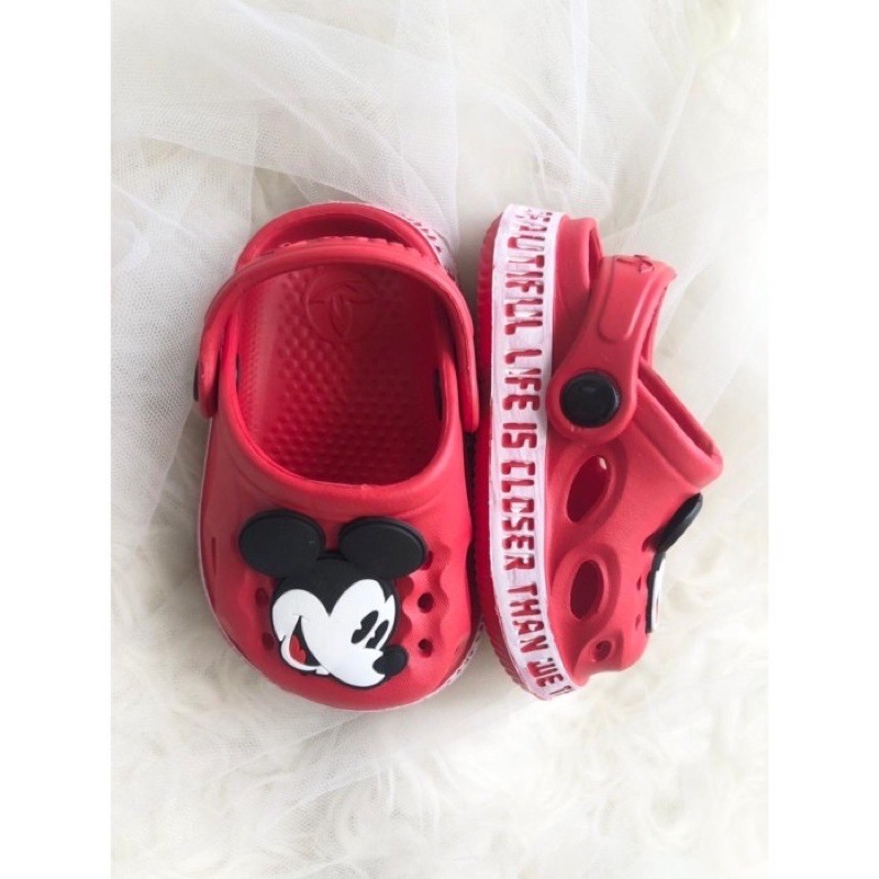 Giày Sandal Crocs Hình Chuột Mickey Đáng Yêu Cho Bé 0-4 Tuổi Size 19-29