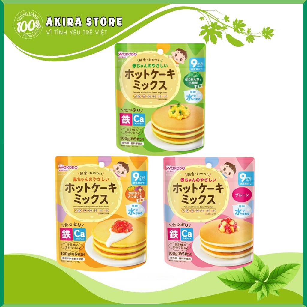 Bột làm bánh cho bé pancake Wakodo bột bán rán Nhật Bản Date T12/2023