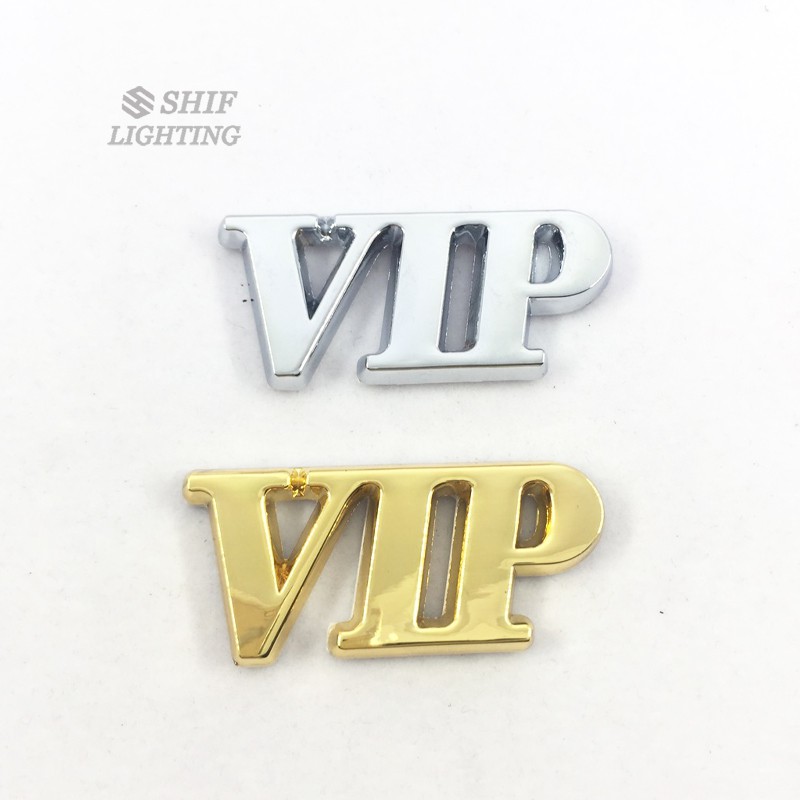 Logo dán xe hơi bằng kim loại VIP in chữ VIP