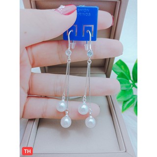 Bông tai móc câu bạc 2 tua chai dài