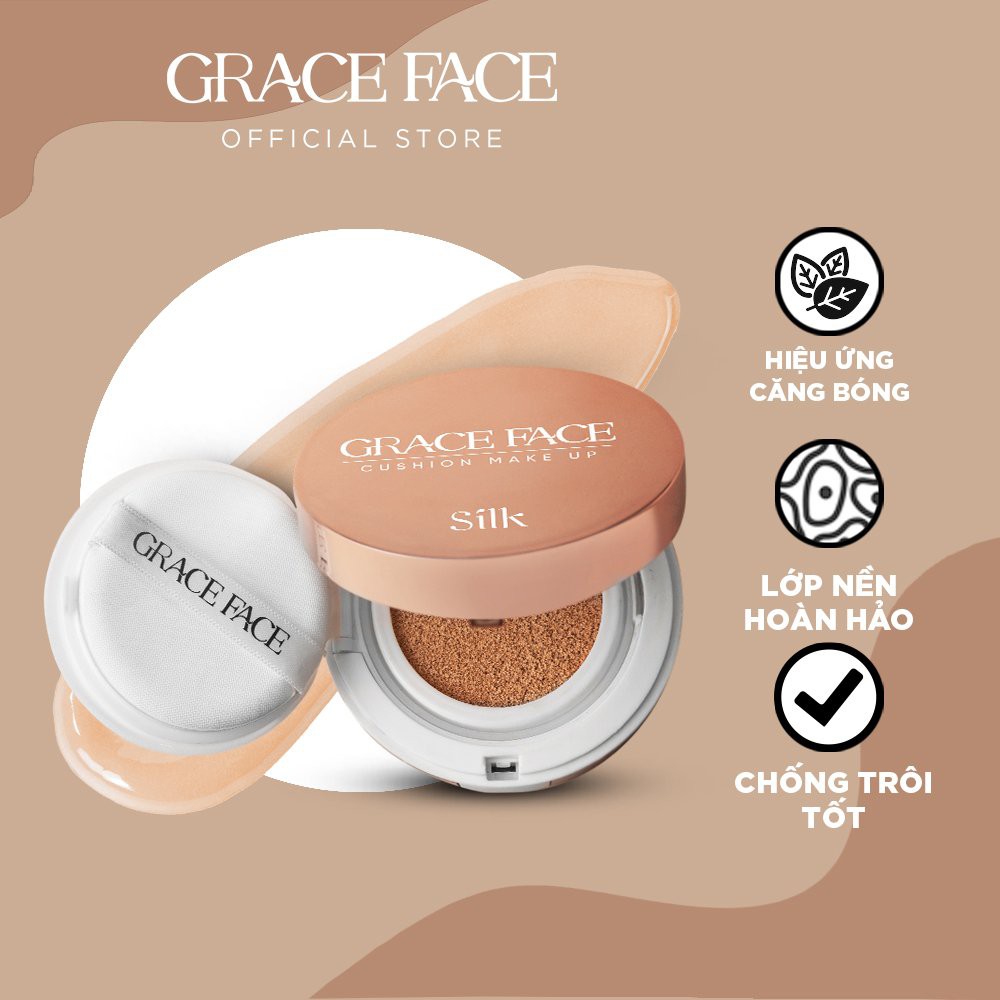 Phấn nước kiềm dầu che khuyết điểm Grace Face Silk Cushion Makeup SPF 40+ PA +++ 15g
