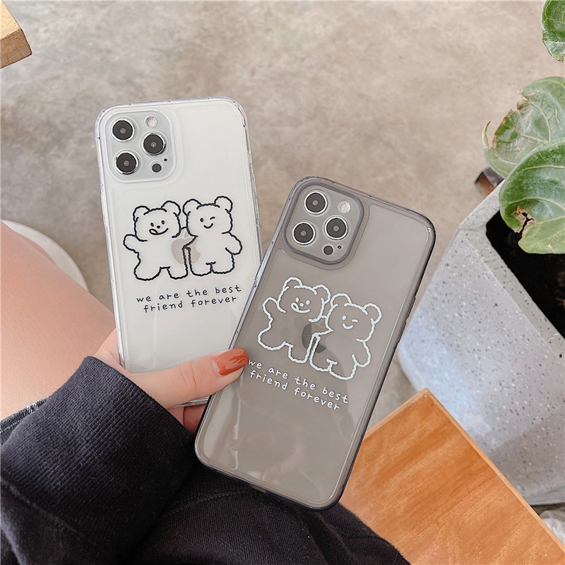 Ốp lưng iphone trong cạnh vuông BVC gấu friend 6plus/7/7plus/8/8plus/x/xs/11/12/pro/max/plus/promax-Awifi A3-14 | BigBuy360 - bigbuy360.vn