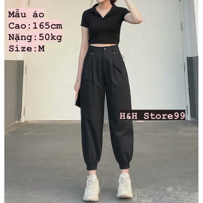 Áo croptop polo nữ cổ bẻ trơn basic ulzzang  Áo phông cộc tay nữ chất thun co giãn