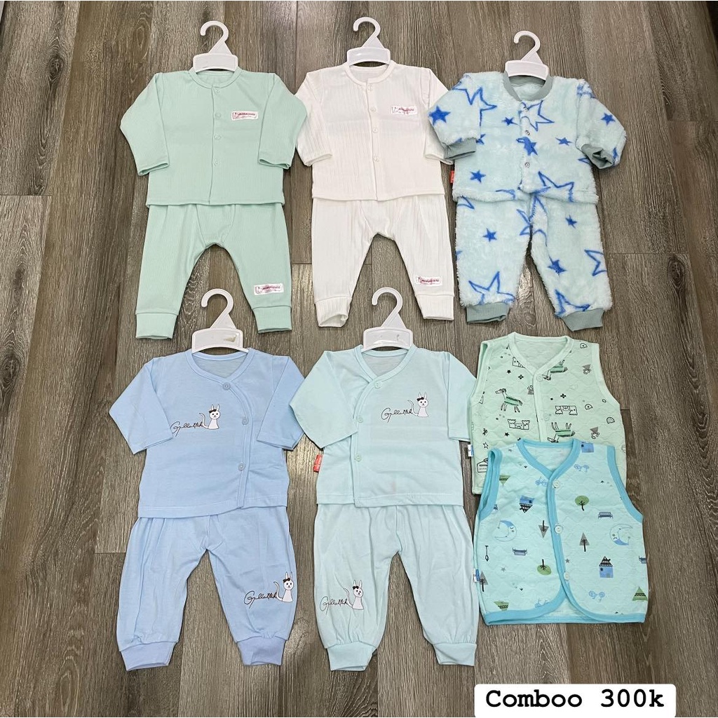 Combo quần áo thu đông bé trai, bé gái gói tiết kiệm 300, combo quần áo sơ sinh mùa đông