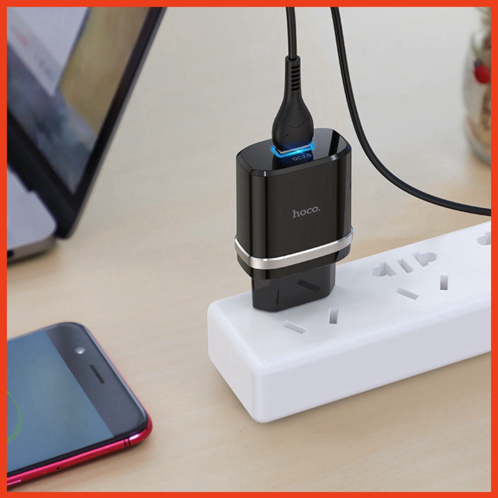 Củ Sạc Nhanh 18W Hoco C12Q Dòng QC3.0 . Cốc Sạc 18W Dùng Cho iPhone, iPad, Android