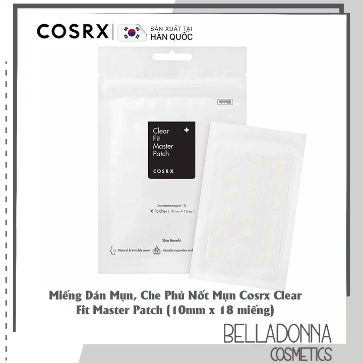 Miếng Dán Mụn, Che Phủ Nốt Mụn Cosrx Clear Fit Master Patch (10mm x 18 miếng) (Miếng Đen)