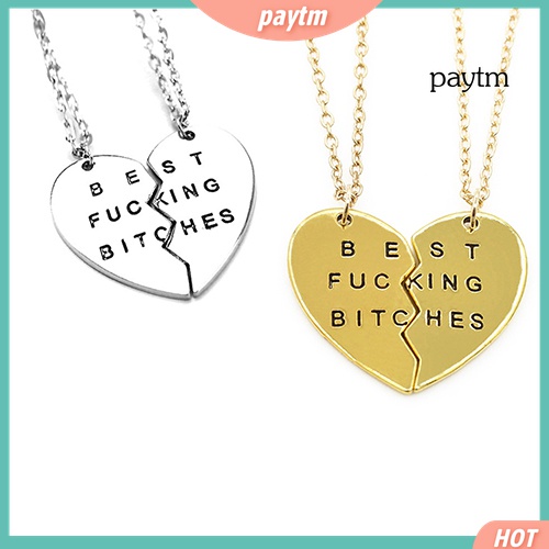 Set 2 Vòng cổ mặt hình trái tim khắc chữ BFF cho cặp đôi