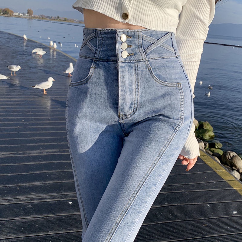 Quần Jeans Nữ Lưng Cao Ống Loe Xẻ Tà Thời Trang  tao bao