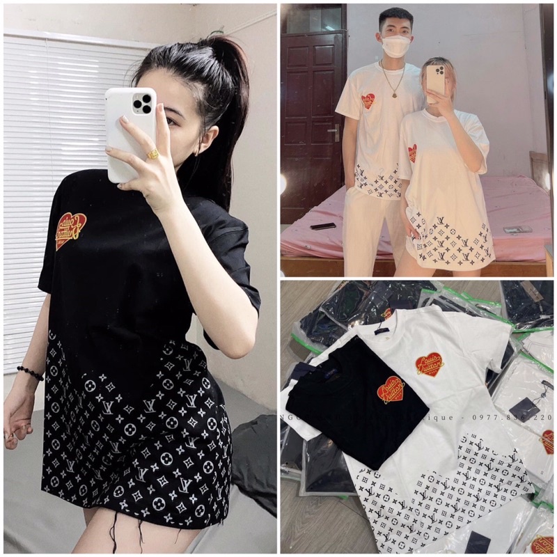 [FREESHIP ĐƠN TỪ 50K] Áo Thun Nam Nữ  LV Trái Tim Chữ Ngực Streetwear Áo Phông Nam Form Rộng Basic Cotton Oversize