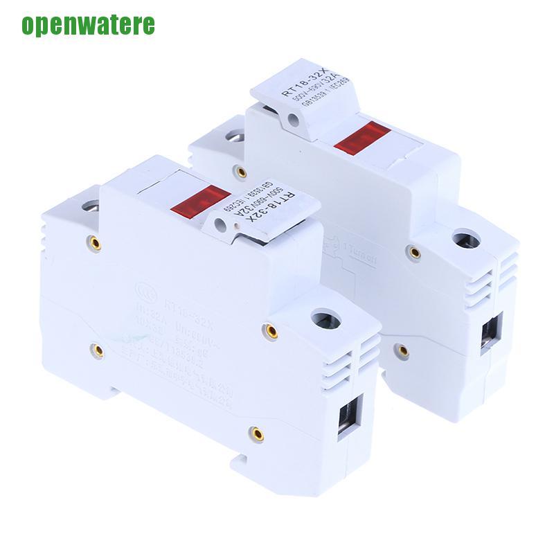 【open】2Pcs rt18-32x ac 380v 32a 1 pole 10x38mm din rail mount fuse holder base