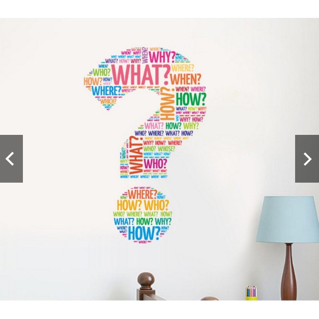 Decal trang trí chữ tiếng anh hình Dấu Chấm Hỏi