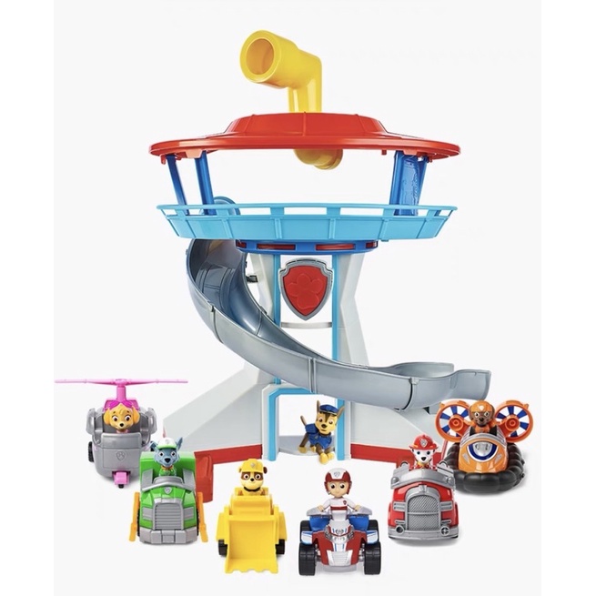 Đồ chơi mô hình đội chó cứu hộ trên tháp canh phòng có đèn có nhạc cho bé