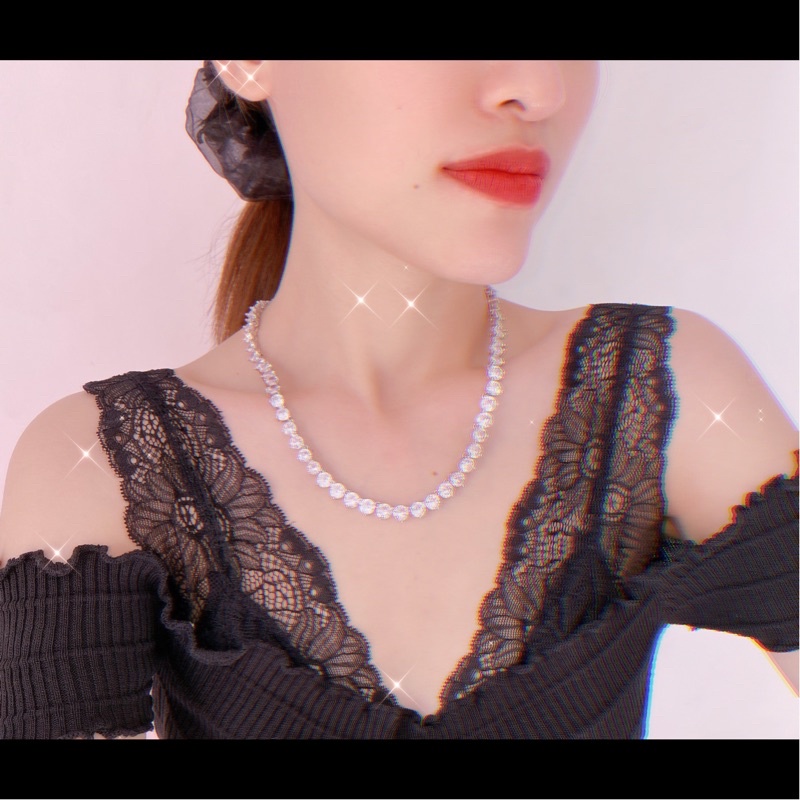 Dây chuyền full đá 6-8li mạ bạch kim