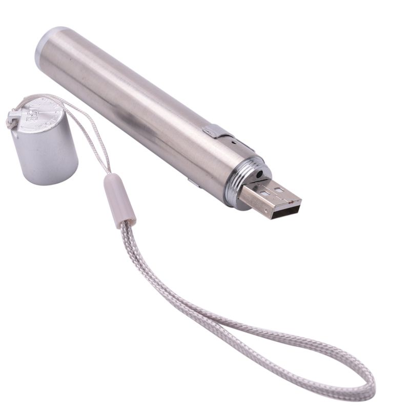 Đèn pin Laser LED có thể sạc lại USB Chất lượng cao Thiết kế đèn pin LED Mini mạnh mẽ Đèn Flash treo với kẹp kim loại