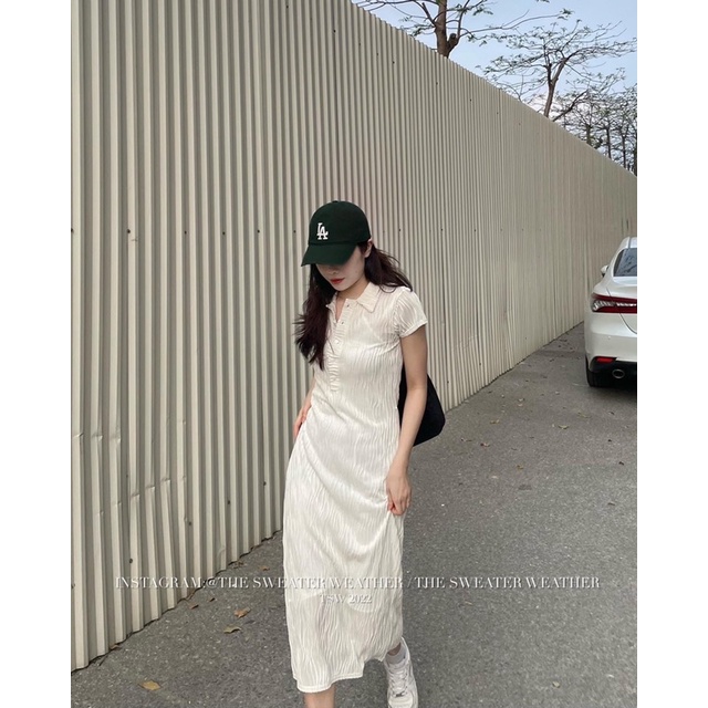 VÁY MAXI POLO TRƠN LƯỢN SÓNG KÈM VÁY HAI DÂY LÓT VPMTLS