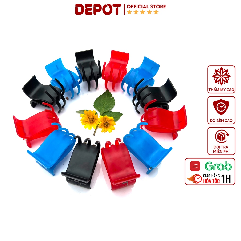 Set kẹp càng cua 3 răng 5 răng màu đen DEPOT, kẹp tóc càng cua tạo xoăn nhẹ phong cách Hàn Quốc