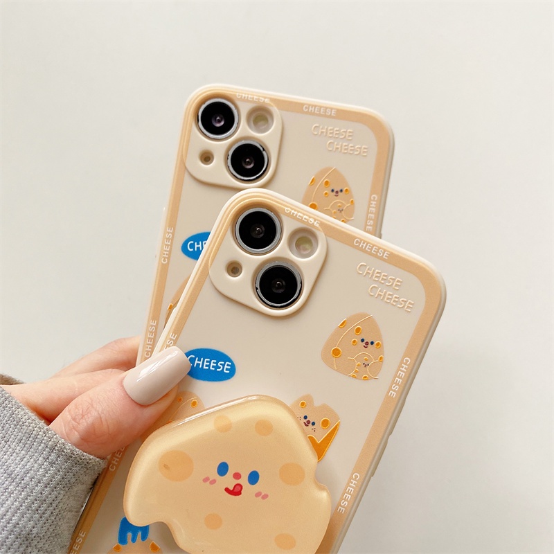 Ốp Điện Thoại Mềm Họa Tiết Phô Mai Hoạt Hình Sáng Tạo Có Giá Đỡ Cho Iphone 13 6 6s 7 8 Plus X S Max 12 Mini 11 Pro Max