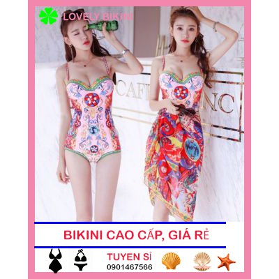 Đồ bơi thổ cẩm liền mảnh ( kèm khăn) kèm hình thật | BigBuy360 - bigbuy360.vn