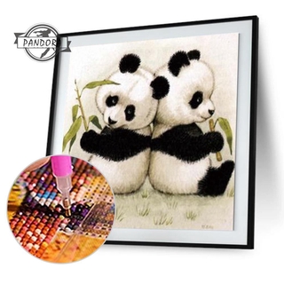 HANDMADE Bộ Tranh Đính Đá 5d Tự Làm Hình Gấu Trúc Đáng Yêu