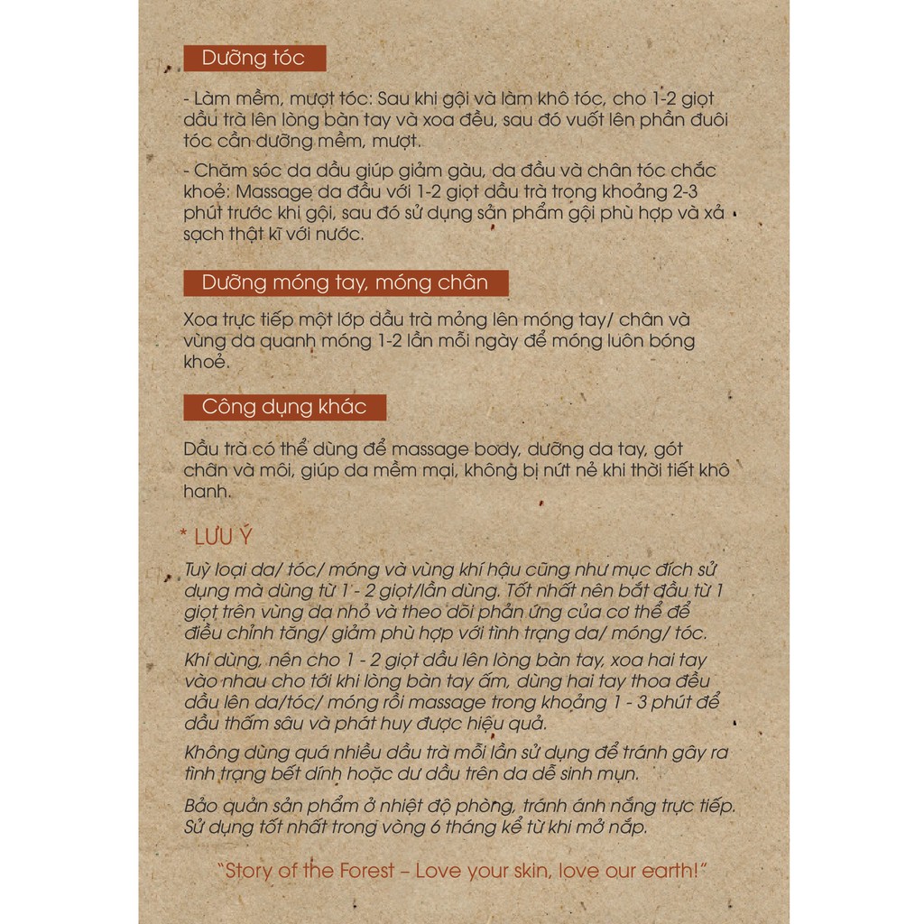 DẦU DƯỠNG DA HẠT TRÀ - CAMELLIA NGUYÊN CHẤT [STORY OF THE FOREST] | BigBuy360 - bigbuy360.vn