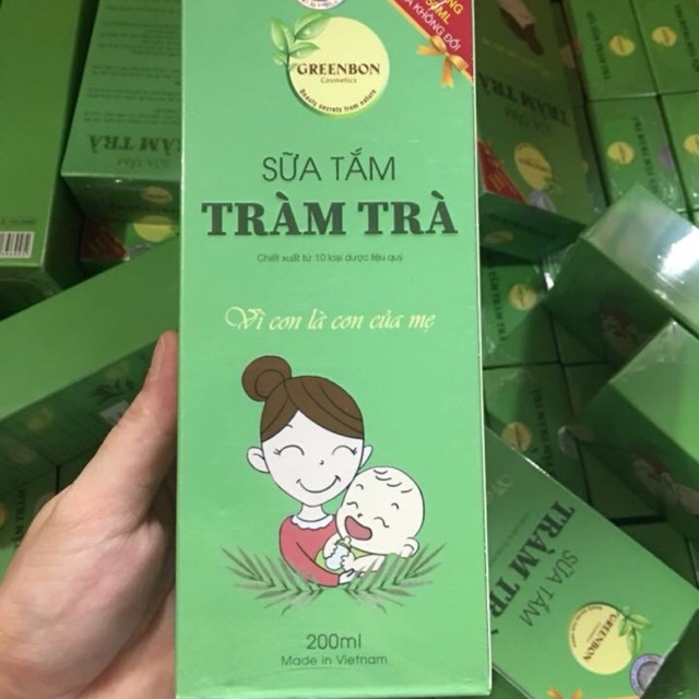 SỮA TẮM DƯỢC LIỆU TRÀM TRÀ GREENBON CHIẾT XUẤT THIÊN NHIÊN NHẸ DỊU LÀM SẠCH LÀN DA BÉ