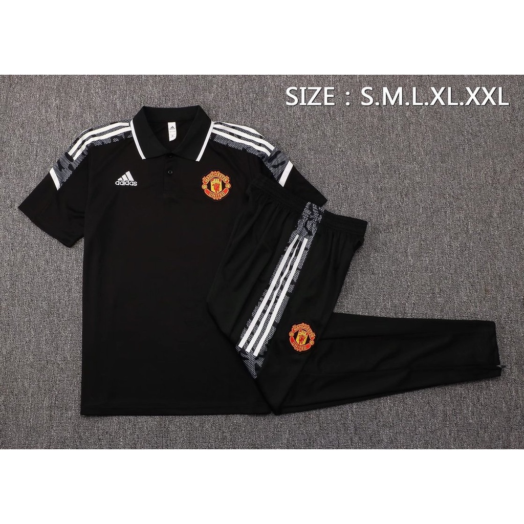 Áo Thun Đá Banh Tay Ngắn Màu Đen 22Polo Champions League Manchester United