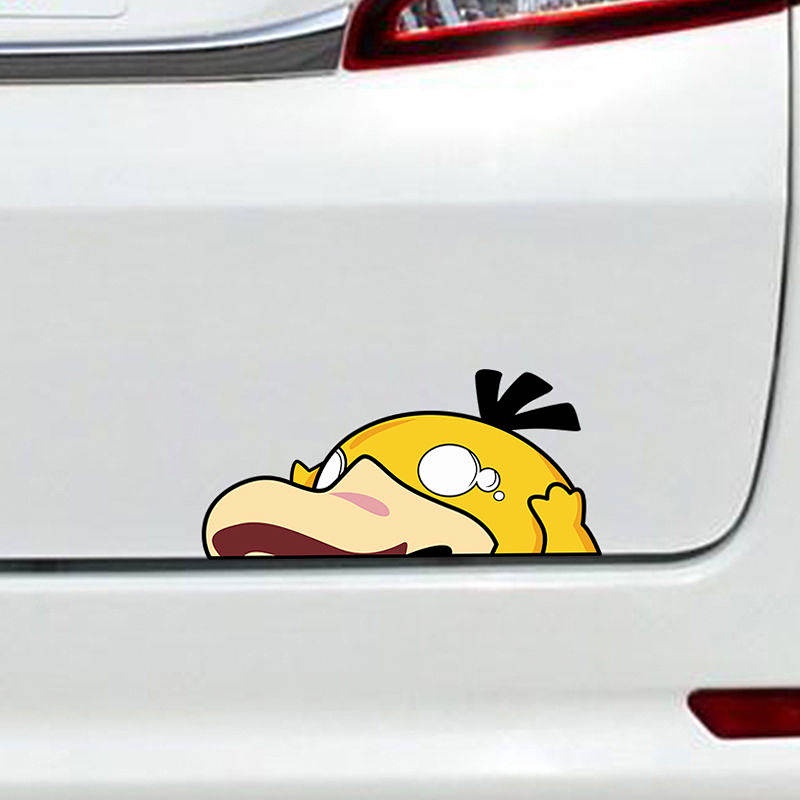 Psyduck Reflective Anime Bumper Stickers Waterproof Cute Personality Car Body Decal Cover Scratches Rear Windshield Sticker aGOm