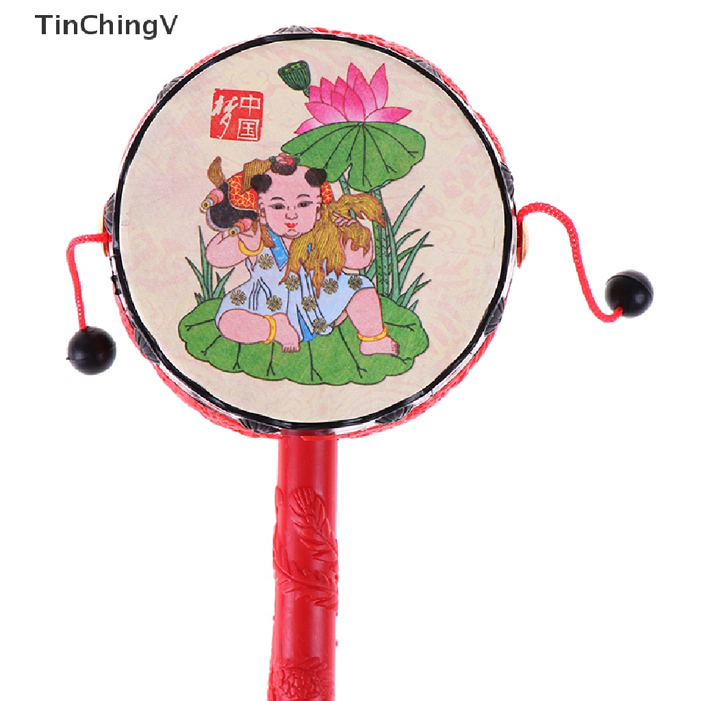 1 Đồ Chơi Trống Lục Lạc Cầm Tay Kiểu Hoạt Hình Trung Hoa Truyền Thống Cho Bé
