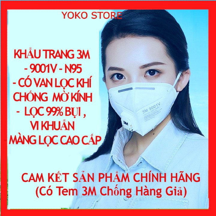 Khẩu Trang 3M 9001V, 9042V, 9541V, N95 KN95 có van lọc khí chống ô nhiễm không khí