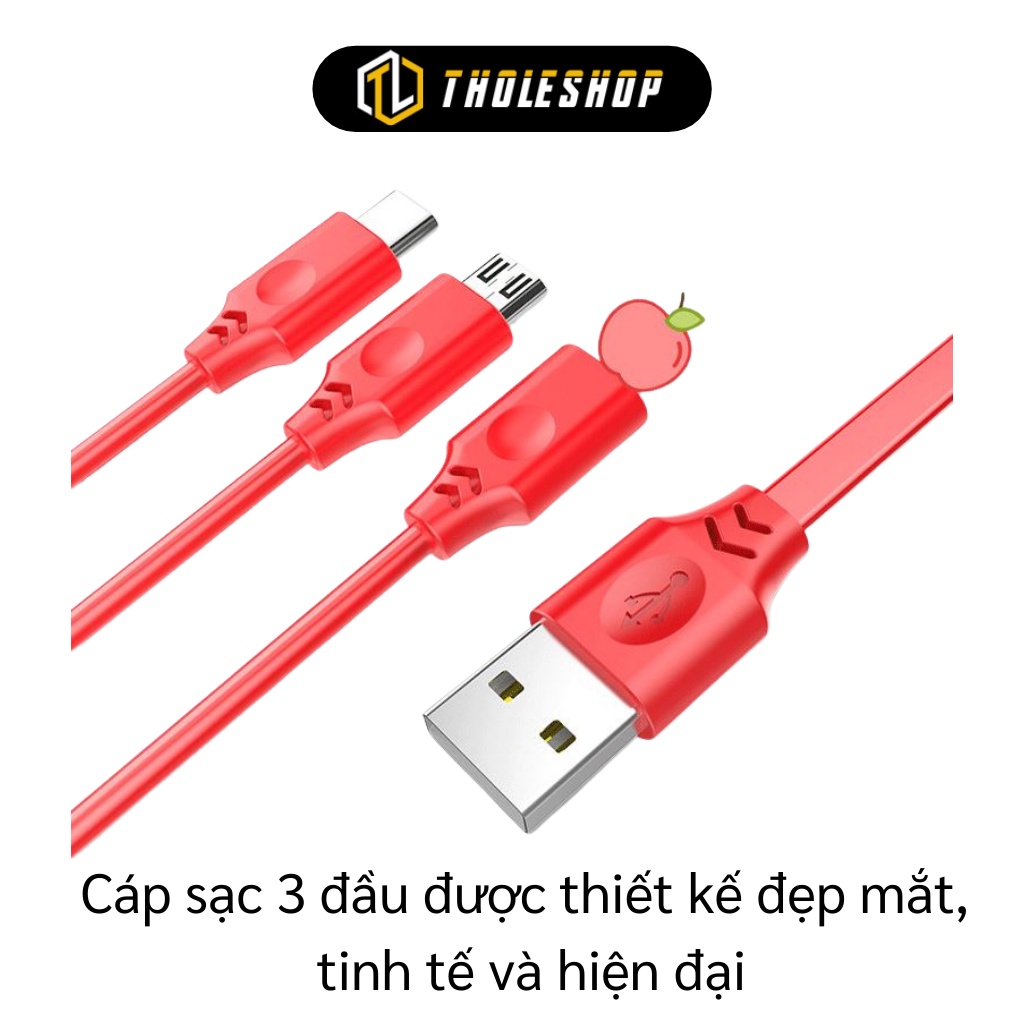 Cuộn Cáp Sạc - Cáp Sạc Dây Kéo Cuộn Tròn 3 Đầu Có Dây Rút Chống Rối 6315