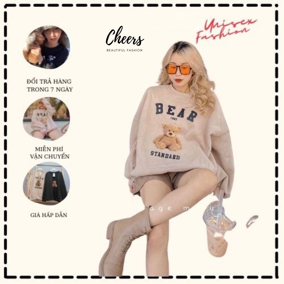 Áo Sweater Bear In Gấu Bông Chất Nỉ Dày Dặn From Suông Rộng Cheery Store SP000825