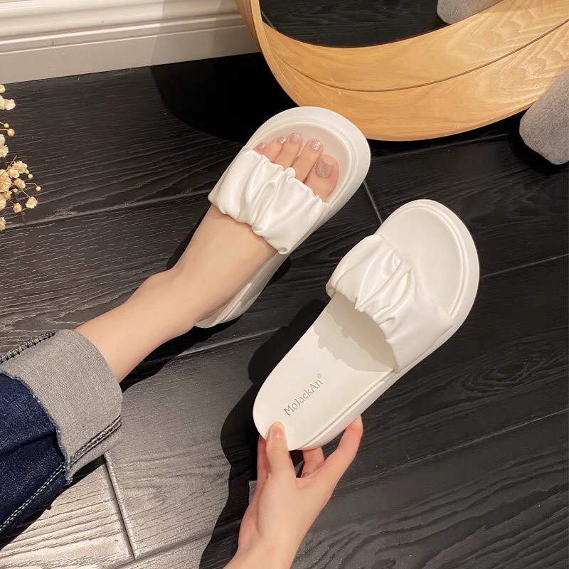 Dép Nữ Quai Ngang Nhún Bèo Độn Đế mã H3