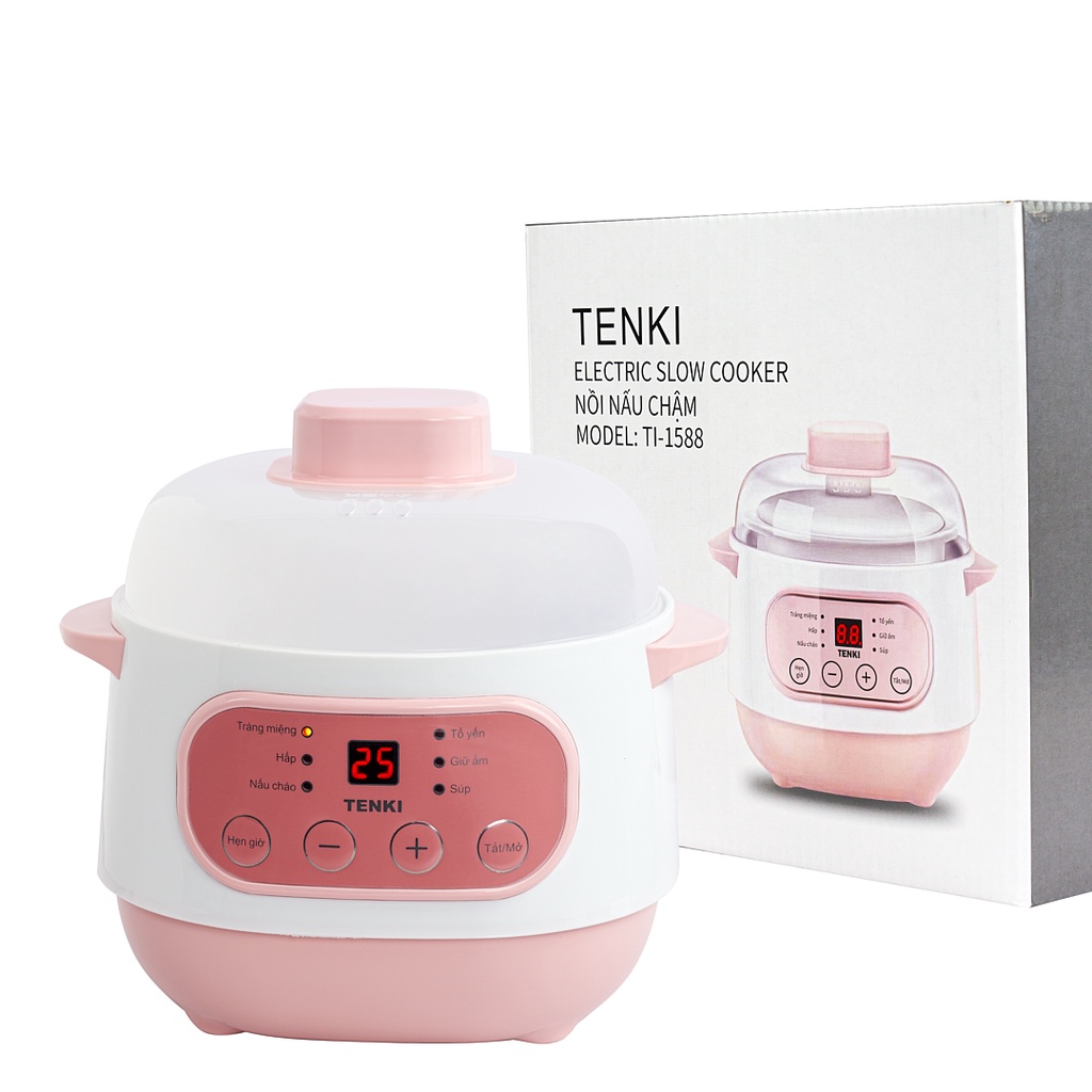 Nồi Nấu Cháo Chậm, Nồi Chưng Yến TENKI TI-1588 Ninh Hầm Nấu Cháo Hấp Súp 6 Chế Độ Nấu Tiện Lợi Nấu Cháo Cho Bé