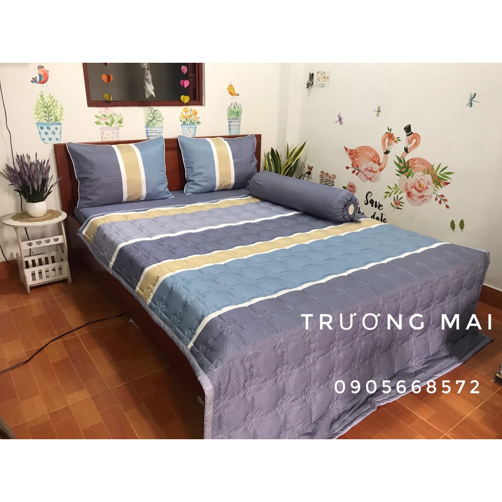 Drap Tencel lụa mát mịn kèm chăn chần gòn