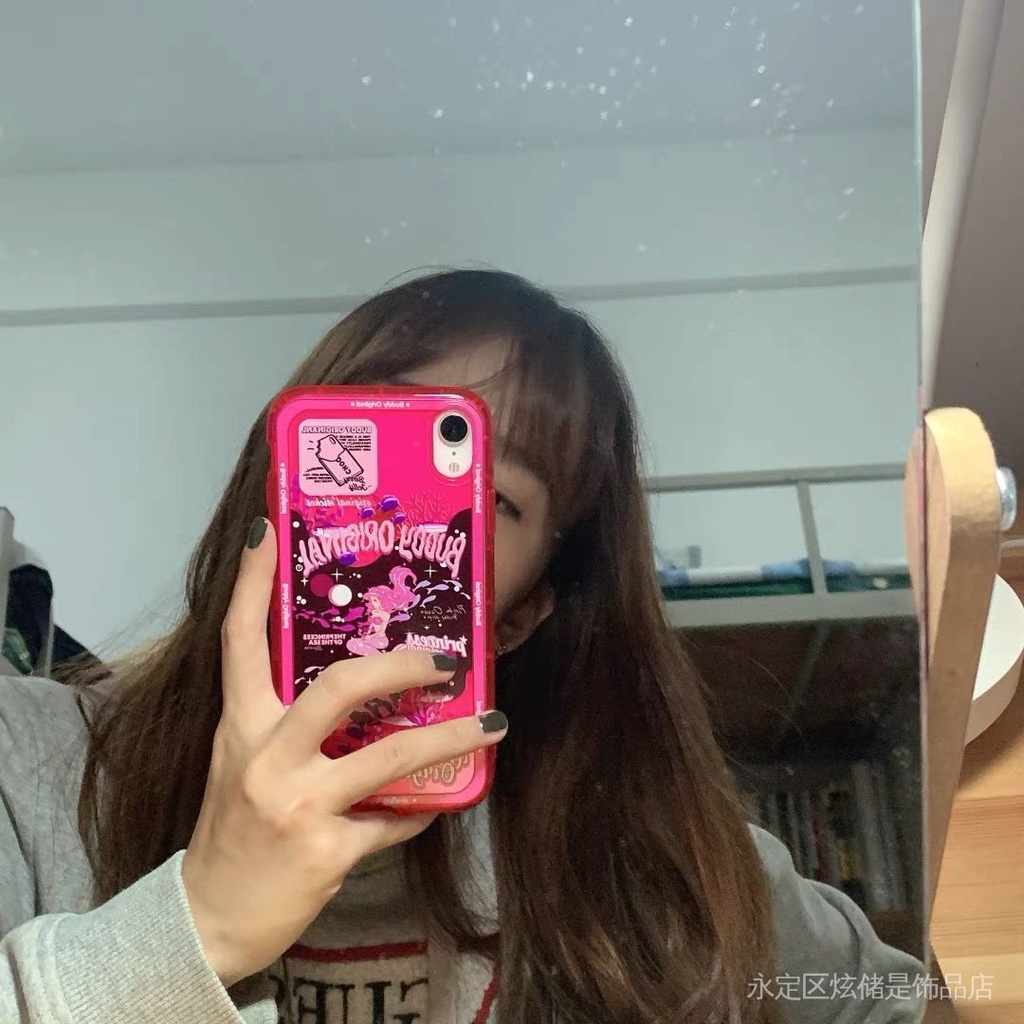 Ốp Điện Thoại Trong Suốt Màu Hồng Dạ Quang Dễ Thương Cho iPhone13promax/X/Xs/11Pro Apple 12 Huawei Xiaomi