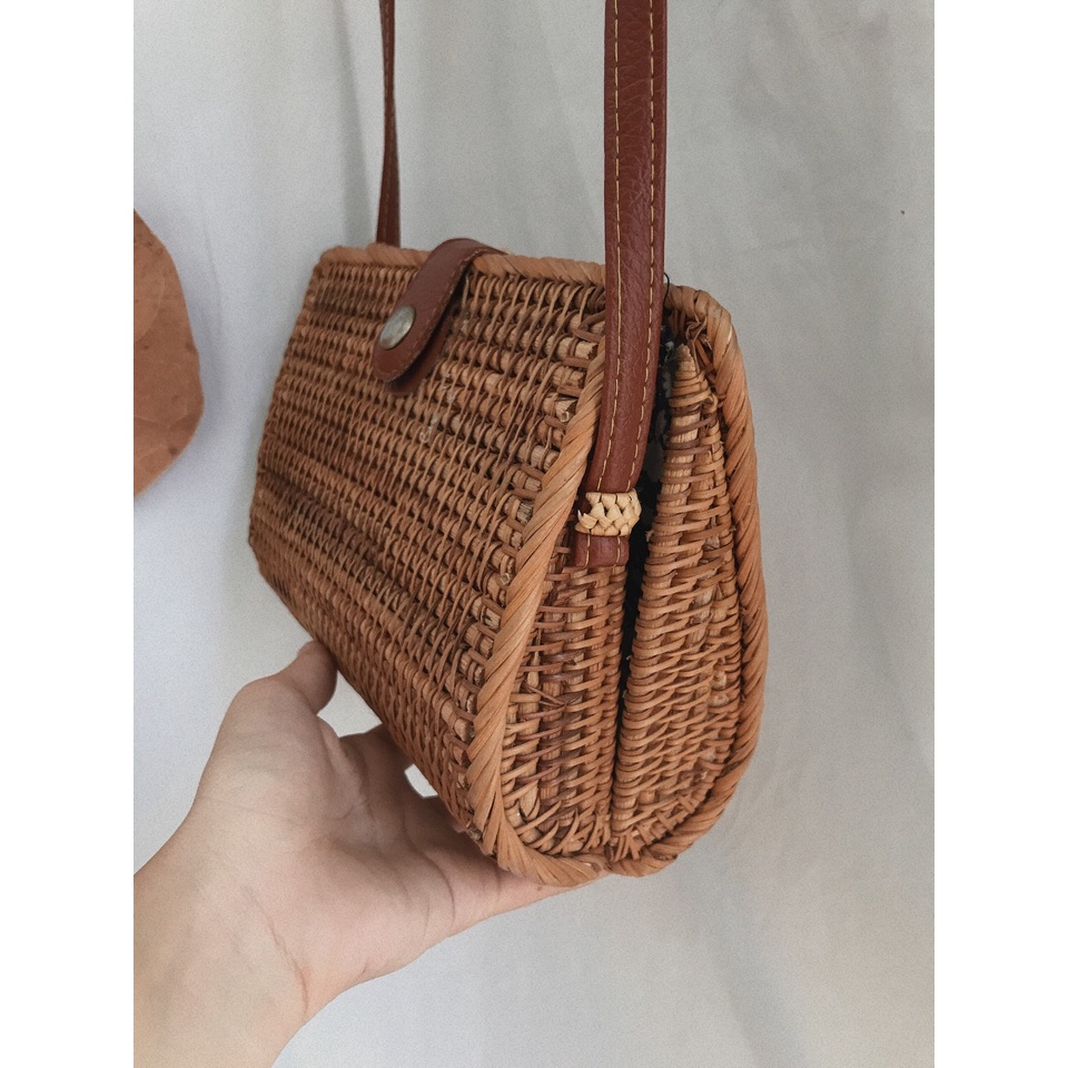 Túi Mây Hình Hộp Chữ Nhật Có Dây Đeo Chéo Bằng Da - Ảnh Thật Shop Tự Chụp